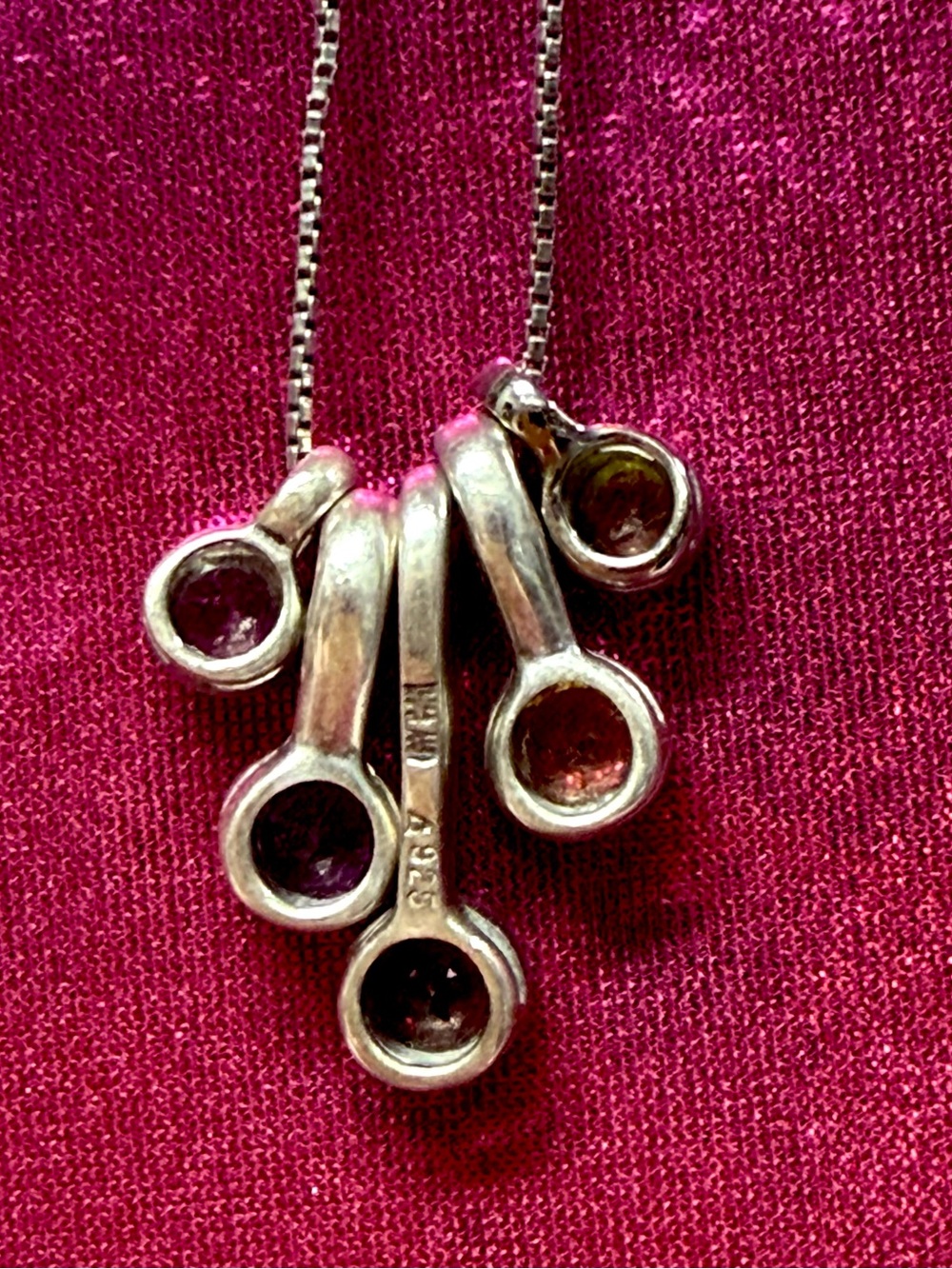 Sterling Silver Vintage Necklace With Interchangeable Semi Precious Stones - Picture 5 of 9